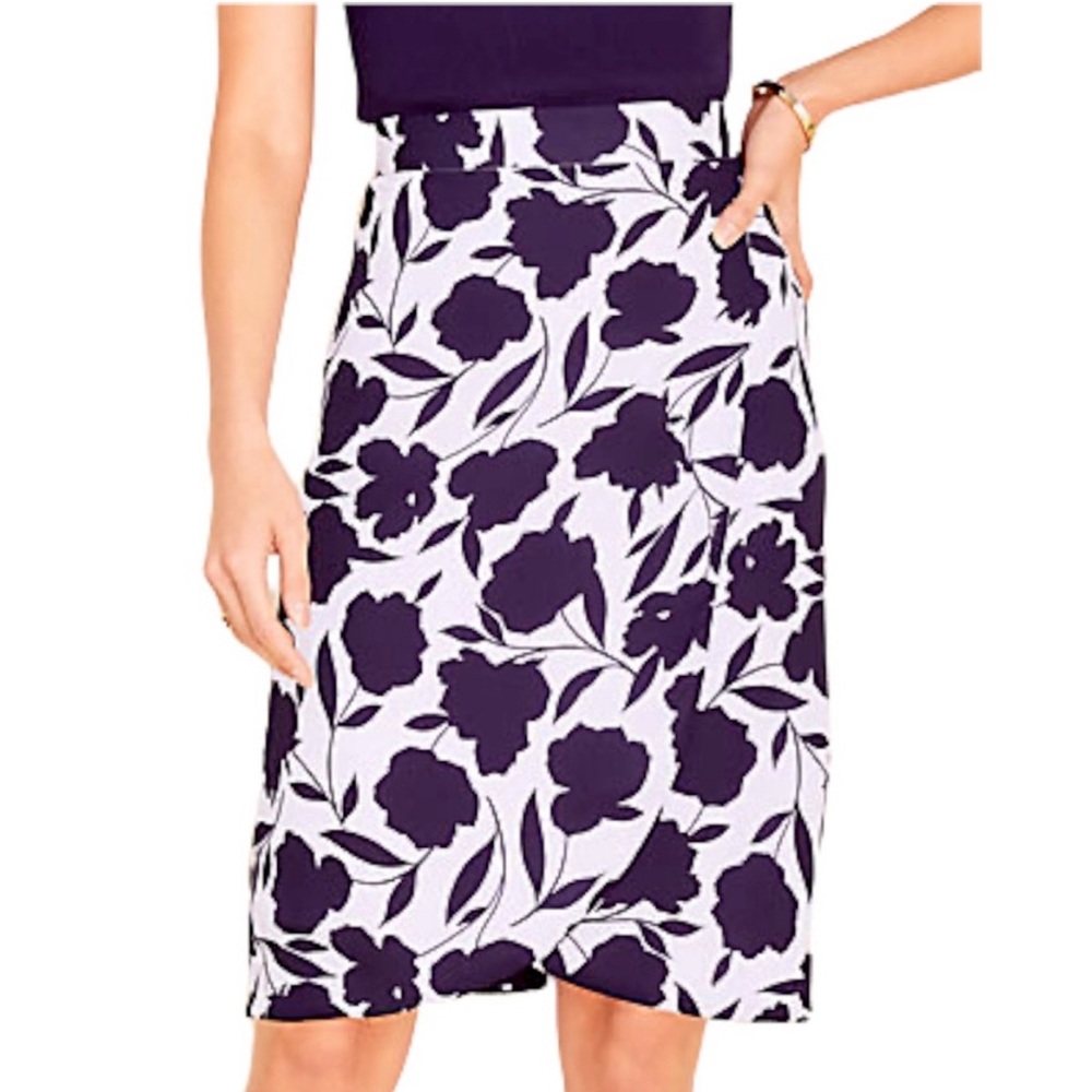 Ann Taylor Pencil Floral Wrap Skirt Peri Nova
